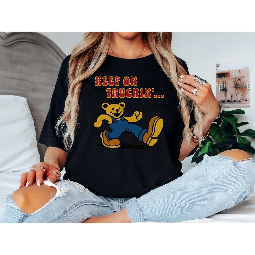 Grateful Dead Truckin_ TShirt, Do Dah Grateful Dead Bear Shirt Black